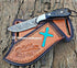 Custom Handmade Damascus Steel Cowboy Bull Cutter Knife with Leather Case