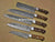 5 Pieces Handmade Damascus Steel Kitchen Chef Knives Set