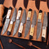 Handmade Damascus Steel kitchen knives 8 Piece Steak Knives Set, BBQ knives