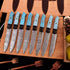 8 Pieces Handmade Damascus Steel Steak, BBQ Knives Set