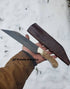Hand Forged Bearing Seax knife with Leather Case