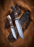 Custom Hand Forged Damascus Steel Bowie with Hunting Knife