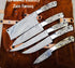 Custom Damascus 5 pieces Kitchen Chef knives Set