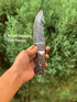 Custom Damascus Gut hook Skinning Knife