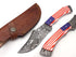 Patriotic Veteran Style Damascus Steel Skinning Knife