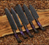 Hand Forge J2 Black Powder Coated Steel 5 Pieces Kitchen Chef Knives Set